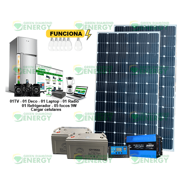 Kit solar Peru 300Wh/dia Casa Campo PREMIUM: Tv, Luz, Carga